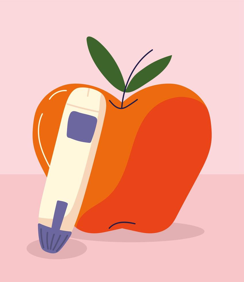diabetes syringe and apple vector