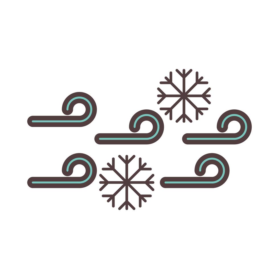 weather cold snowflakes winter line and fill style vector