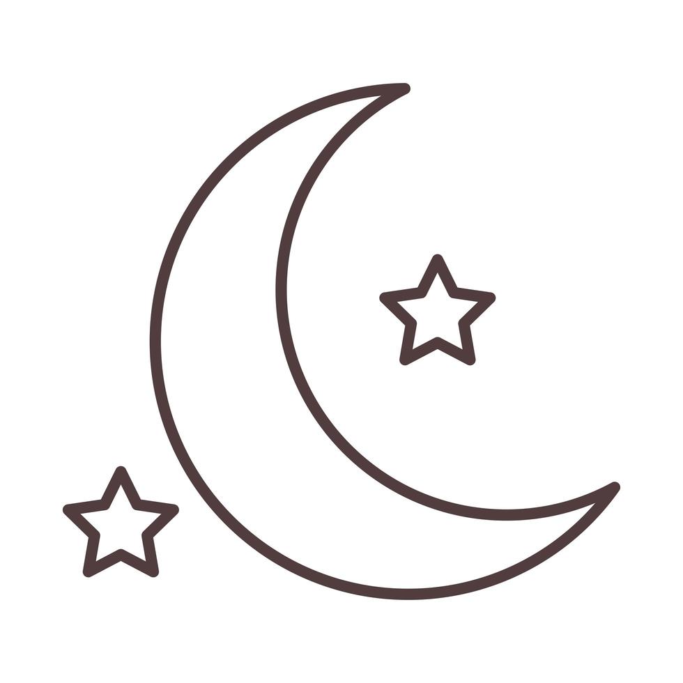 weather night stars and moon line icon style vector