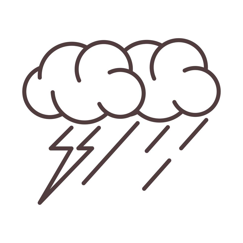 clima tormentoso trueno y temporada de lluvia estilo de icono de línea vector