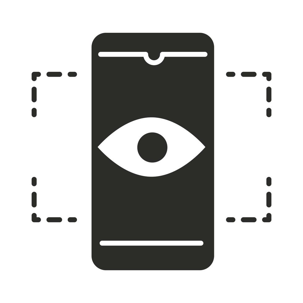 augmented reality smartphone interaction eye silhouette style vector