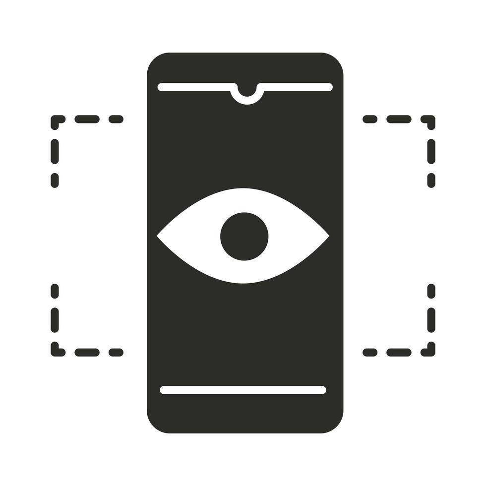 estilo de silueta de ojo de interacción de smartphone de realidad aumentada vector