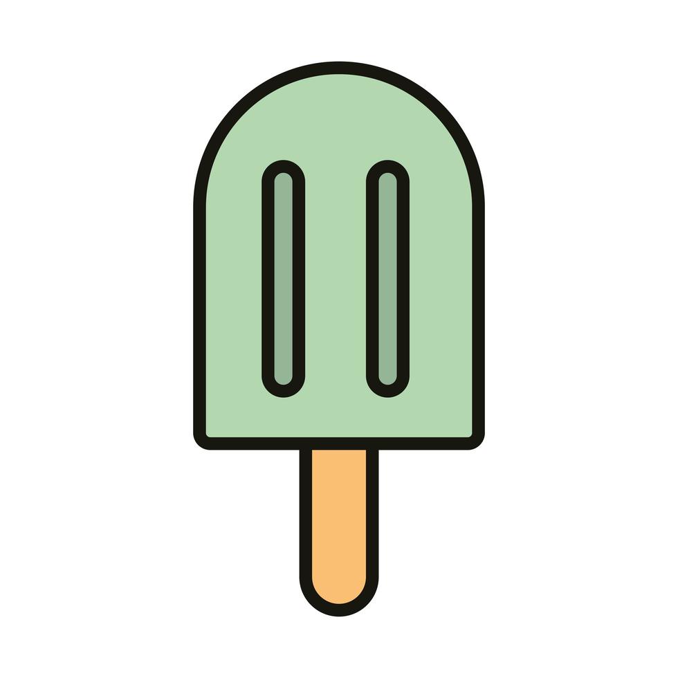 ice cream in stick celebration party line and fill style vector