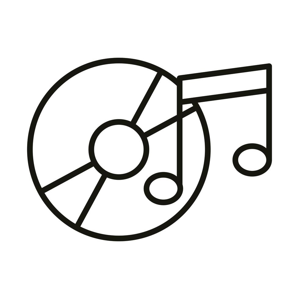 música disco compacto sonido fiesta línea icono estilo vector