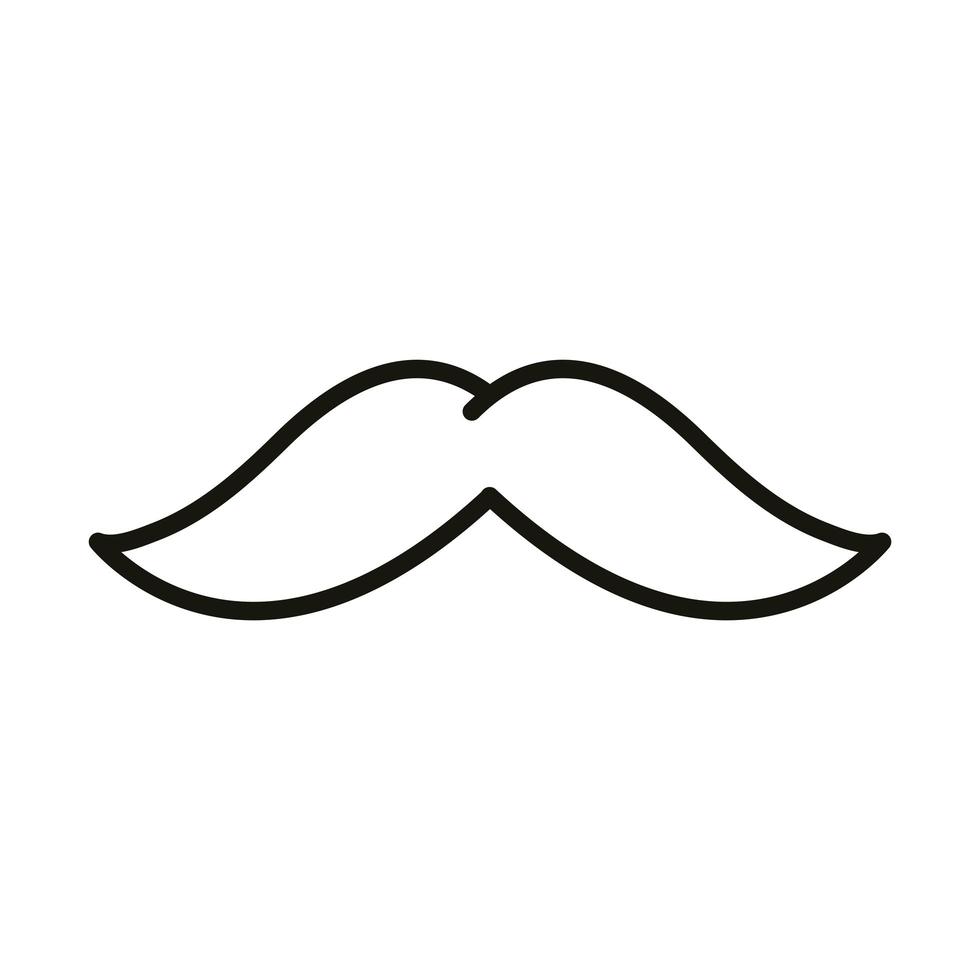 cartoon mustache hipster style line and fill vector