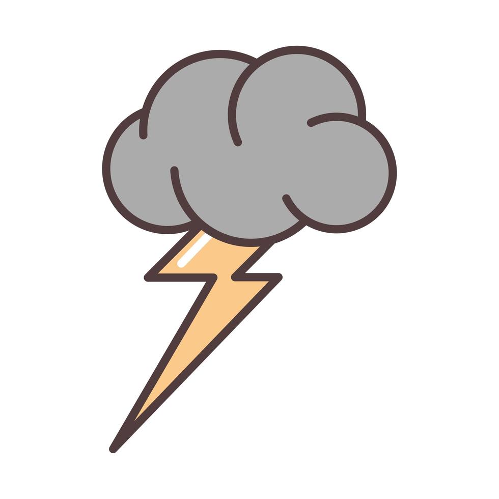 clima nube relámpago tormenta naturaleza línea y estilo de relleno vector