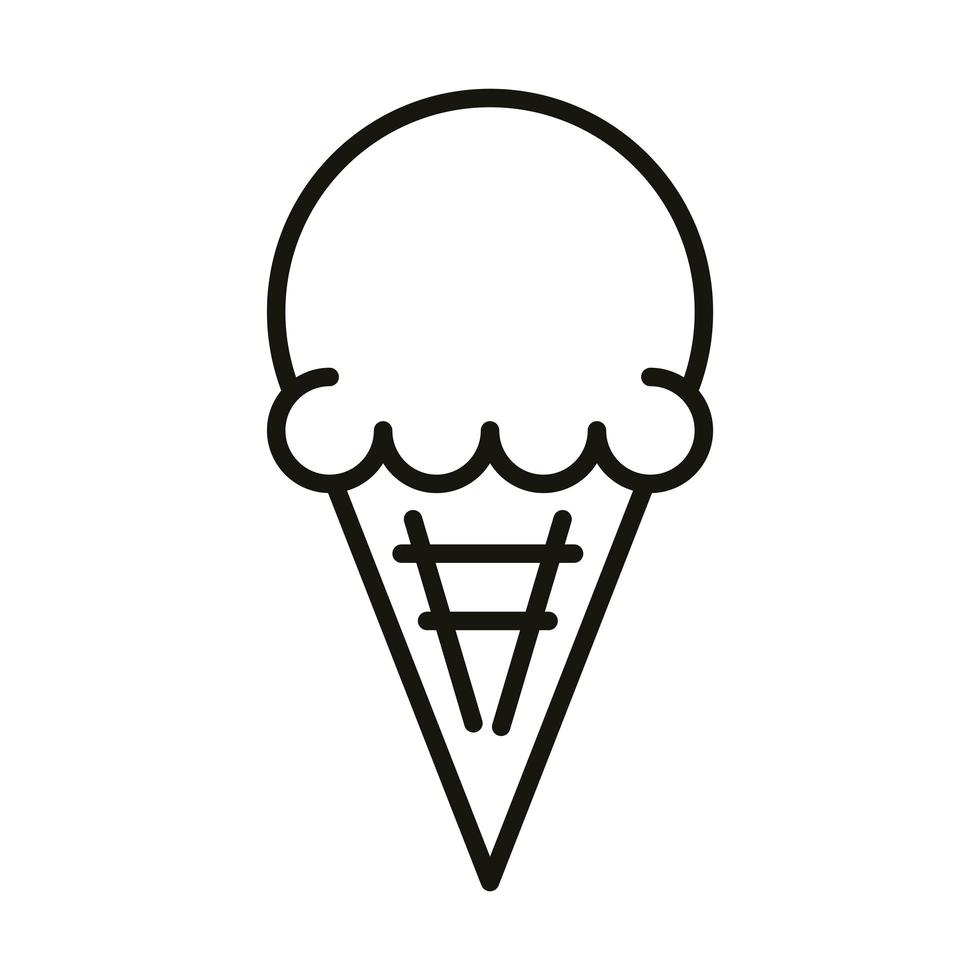 cono de helado en el estilo de icono de línea de fiesta de celebración de gofres vector