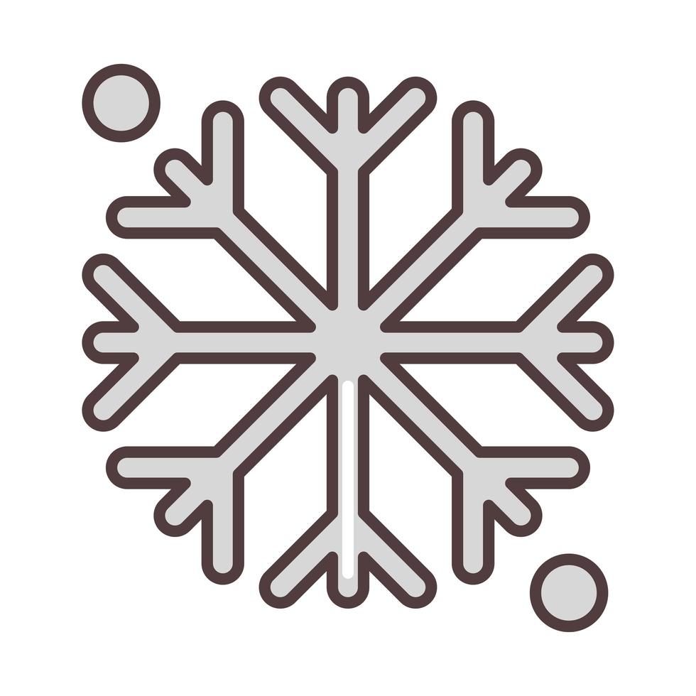 weather winter snowflake cold season line and fill style vector