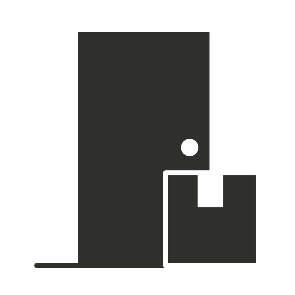 delivery service cardboard box in door silhouette icon vector