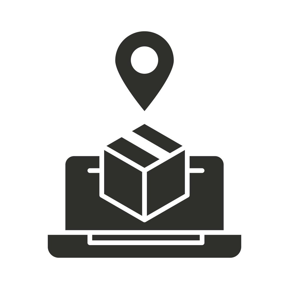 online delivery laptop tracking order pin silhouette icon vector