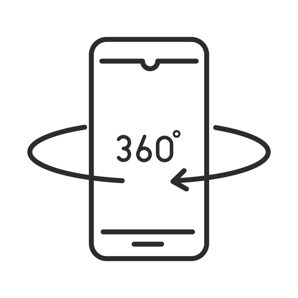 augmented reality smartphone 360 degree rotation line style vector