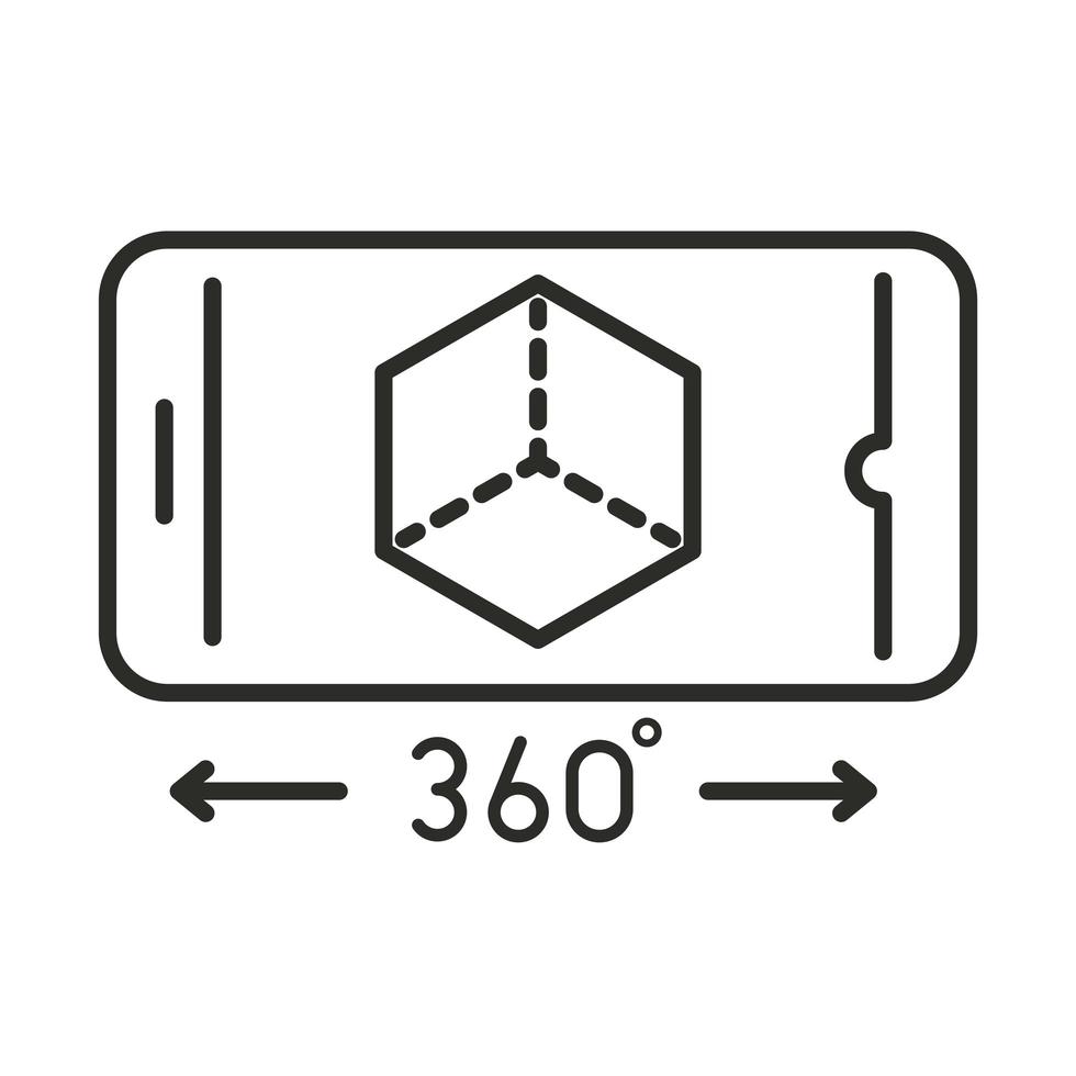 augmented reality smartphone simulation 360 degree line style vector