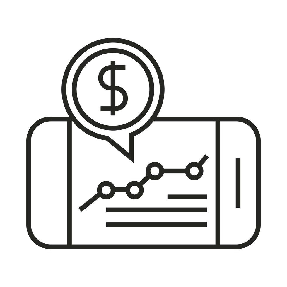 digital marketing smartphone website analytics money line icon vector