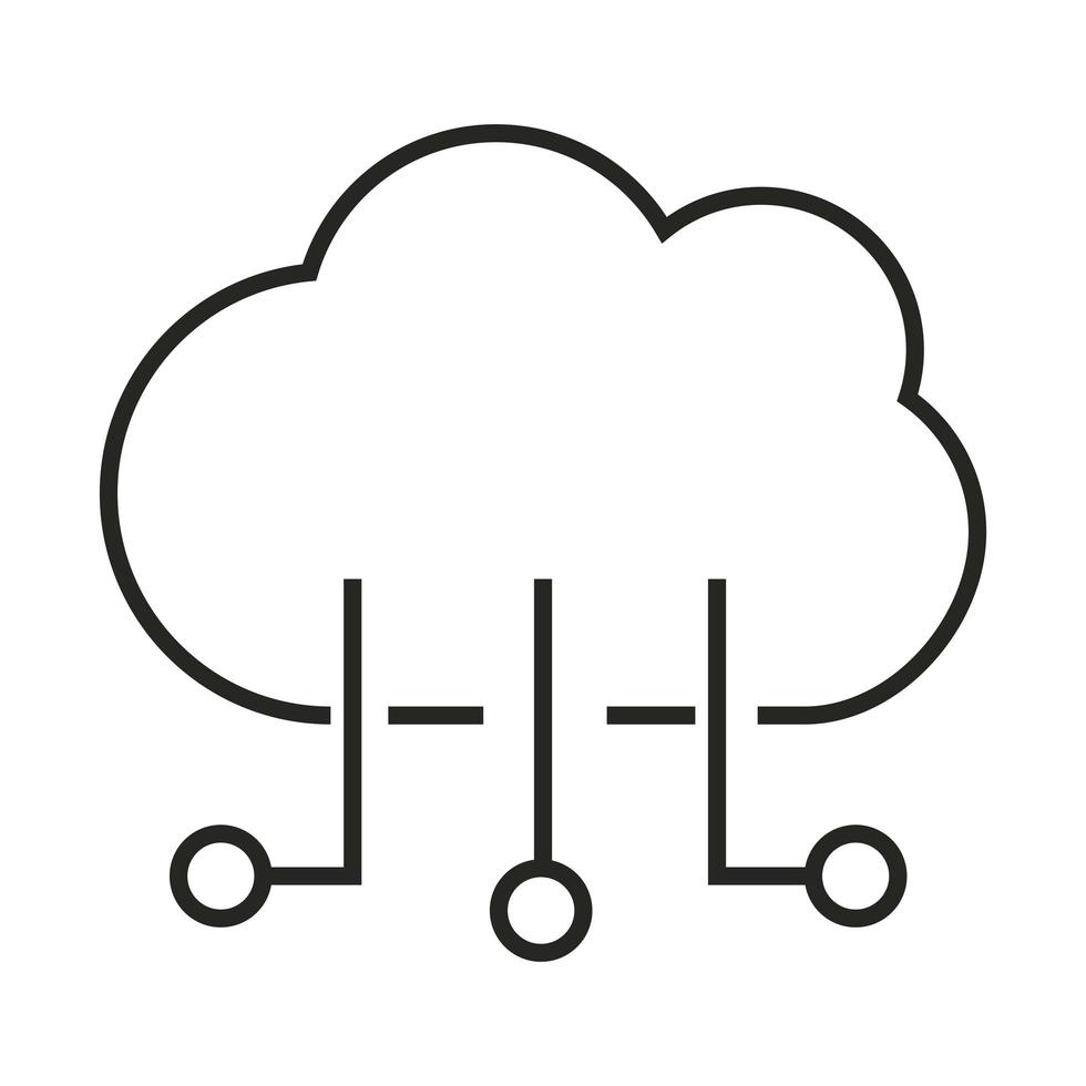 icono de línea de computación en la nube de marketing digital vector