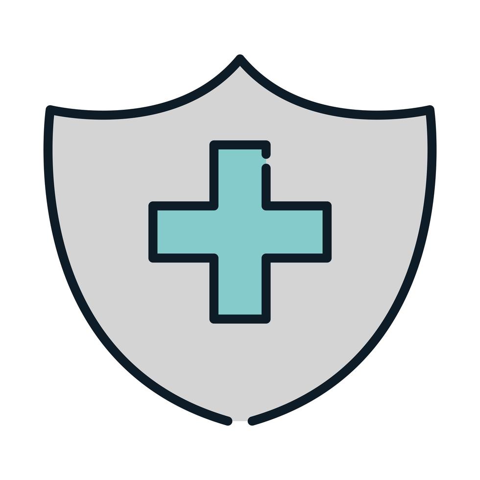 escudo médico de salud línea de protección cruzada y relleno vector