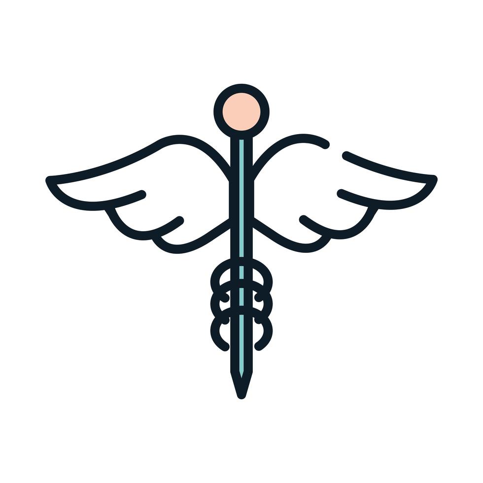 health medical caduceus emblem line and fill vector
