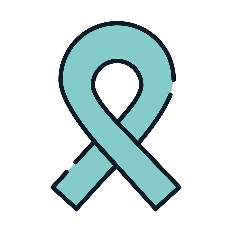 health medical awareness ribbon line and fill vector
