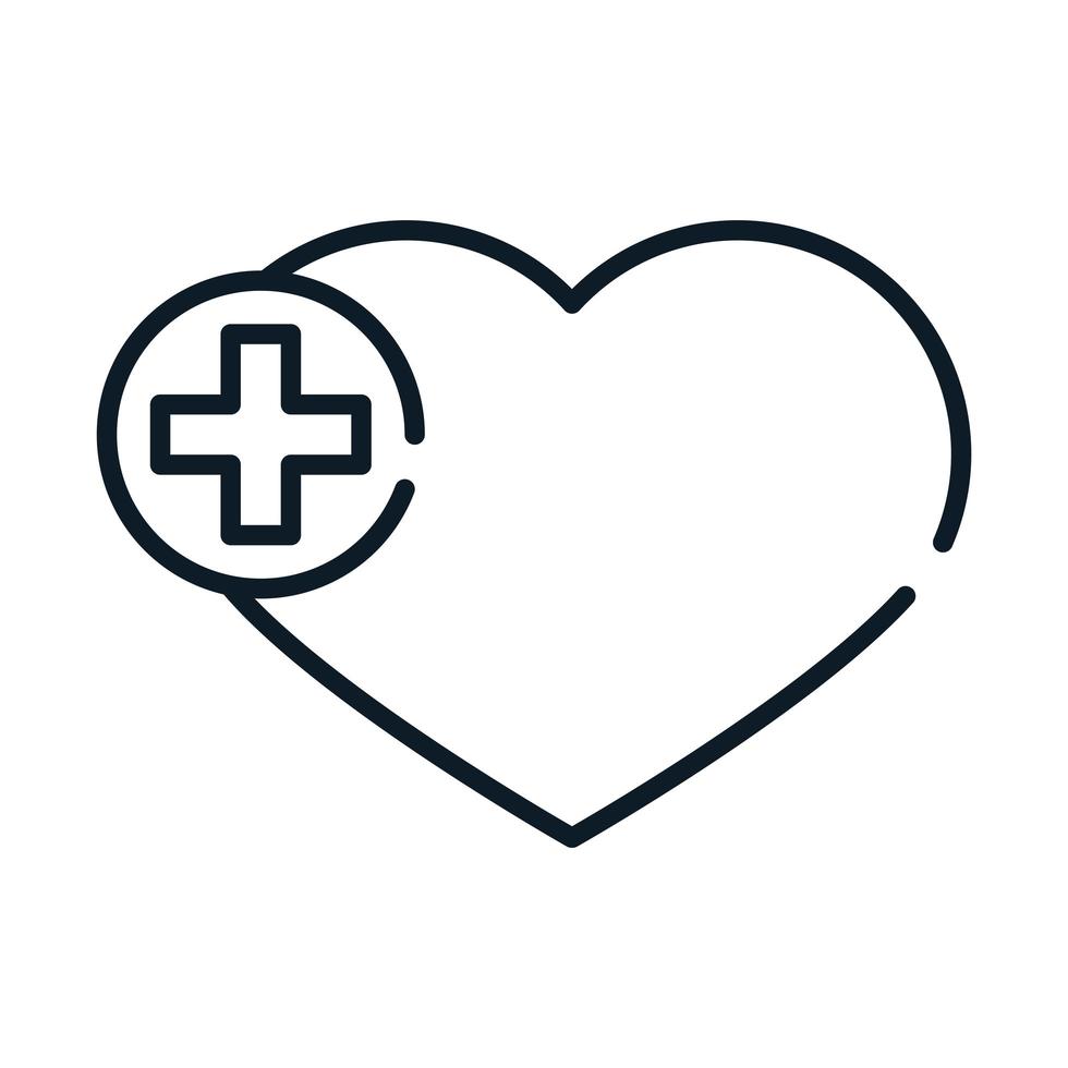 icono de línea cruzada de corazón médico de salud vector