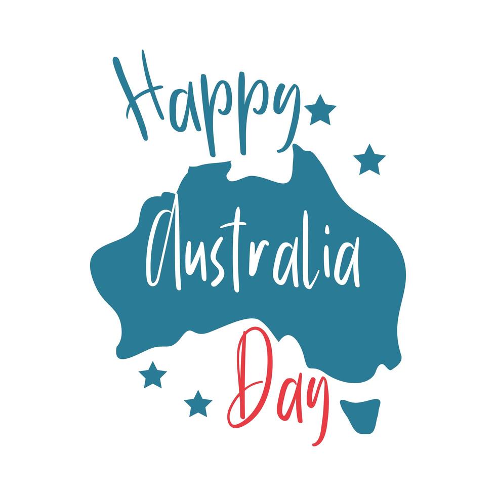 australia day handwritten text and map vector