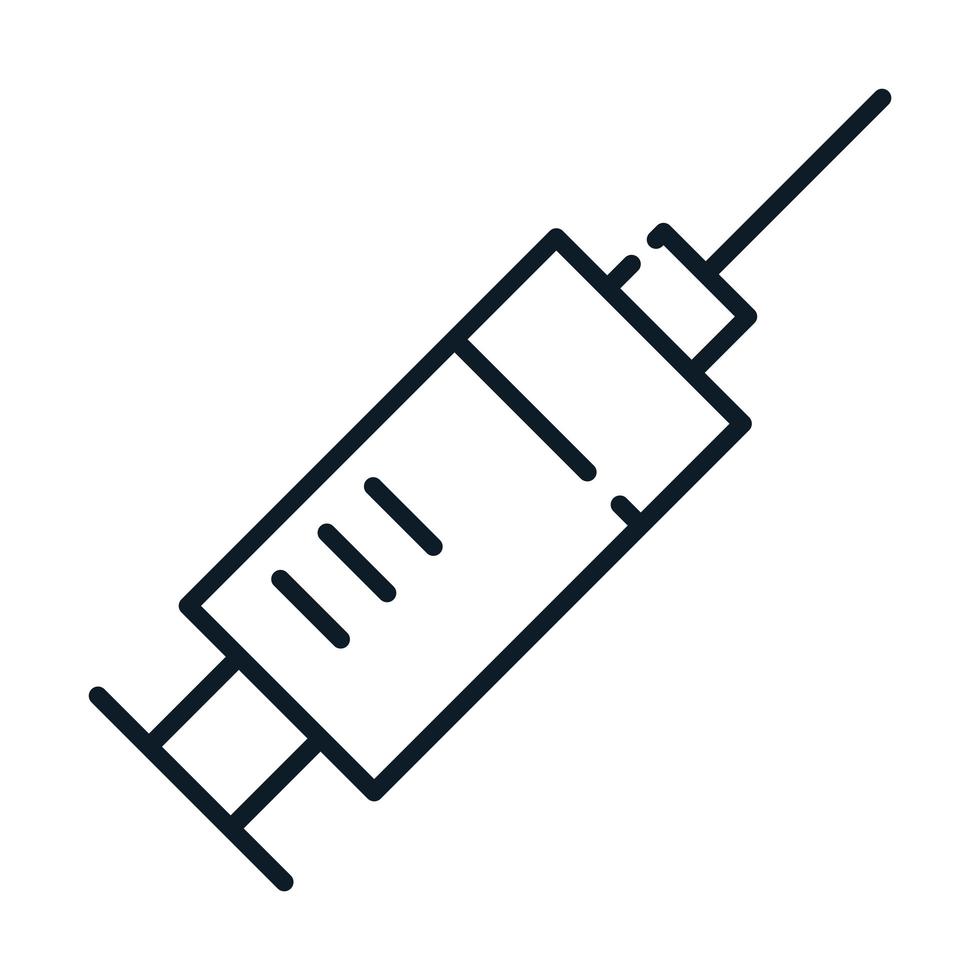 icono de línea de equipo de vacuna de jeringa médica de salud vector