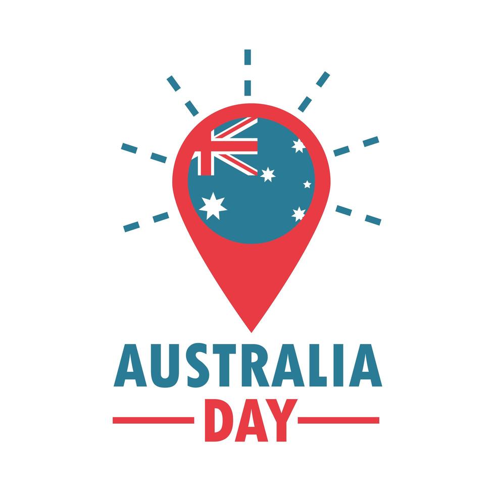 australia day location pointer with flag vector