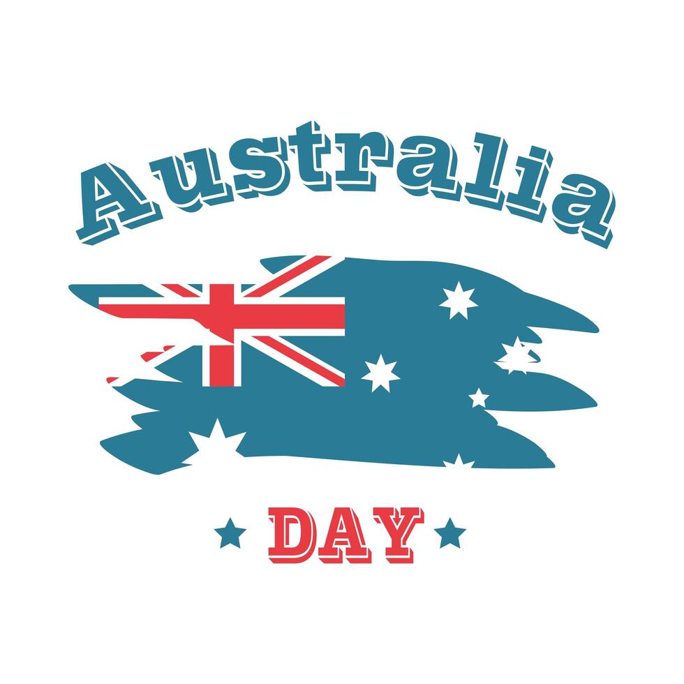 australia day lettering and grunge flag style vector