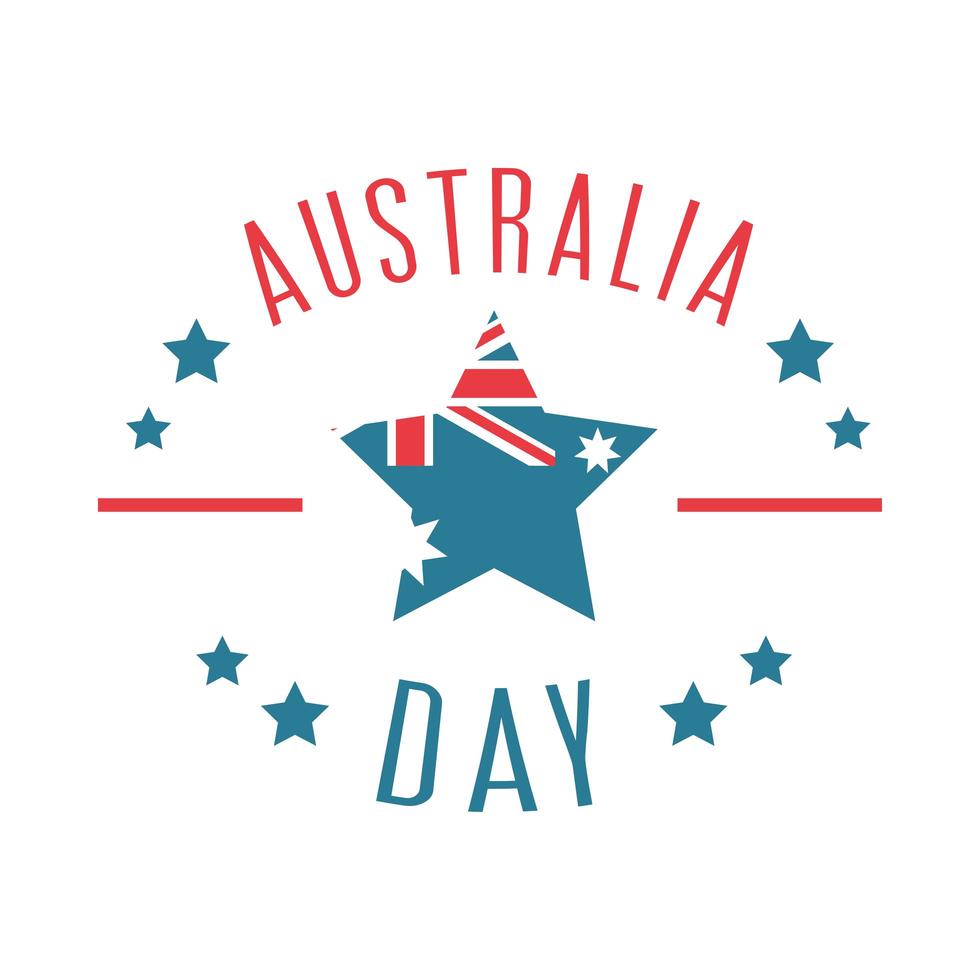 australia day lettering and flag in star card vector