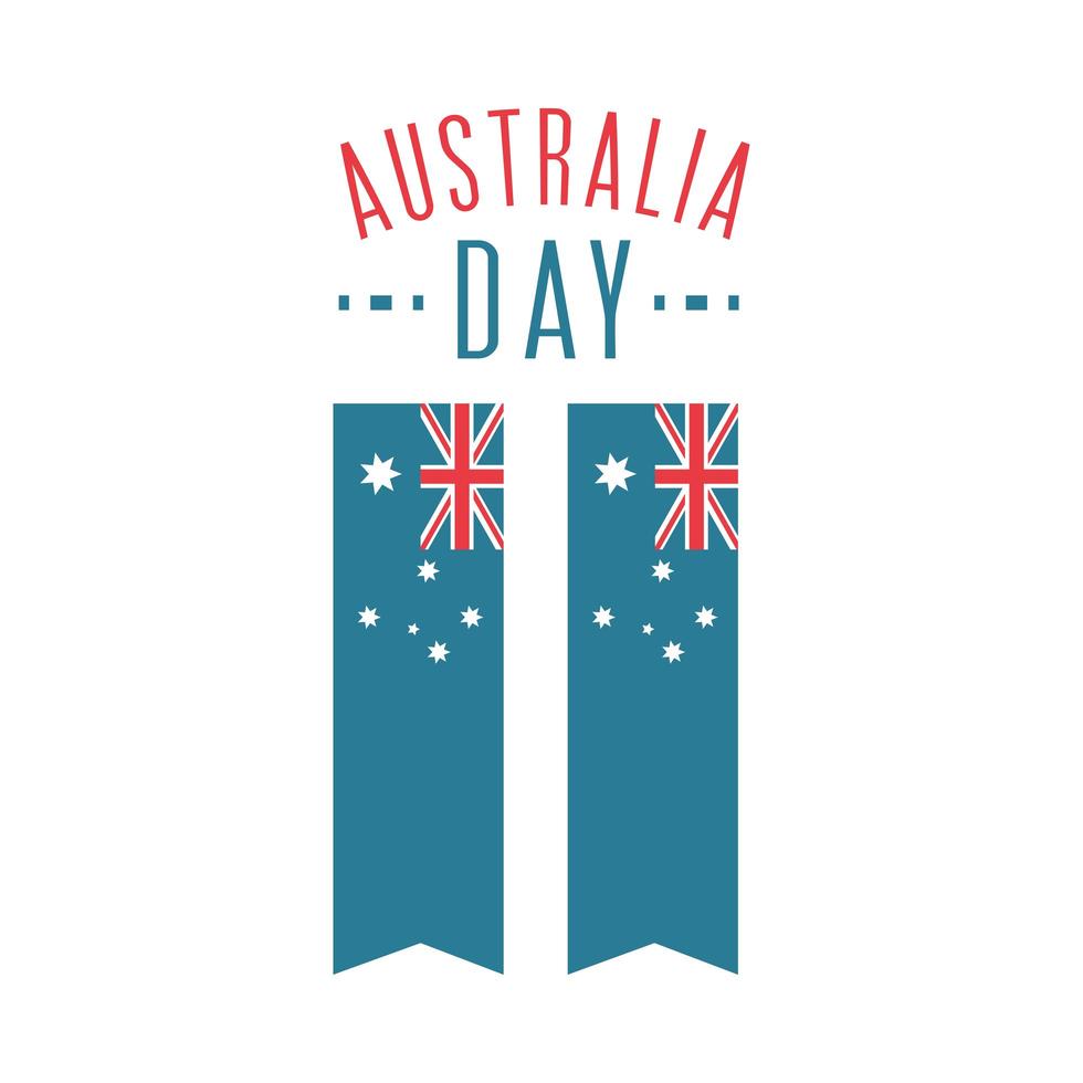 australia day greeting card with flags in pendants vector