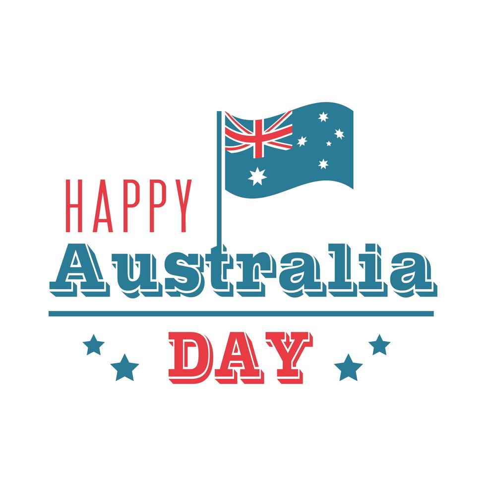 australia day lettering congratulation flag card vector