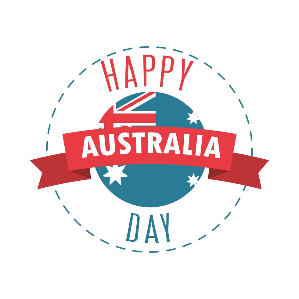 australia day round flag and ribbon event national vector