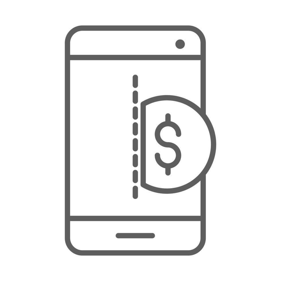 smartphone money transfer shopping commerce in thin line style vector