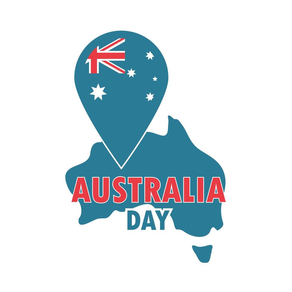 australia day lettering with flag on a location pointer vector