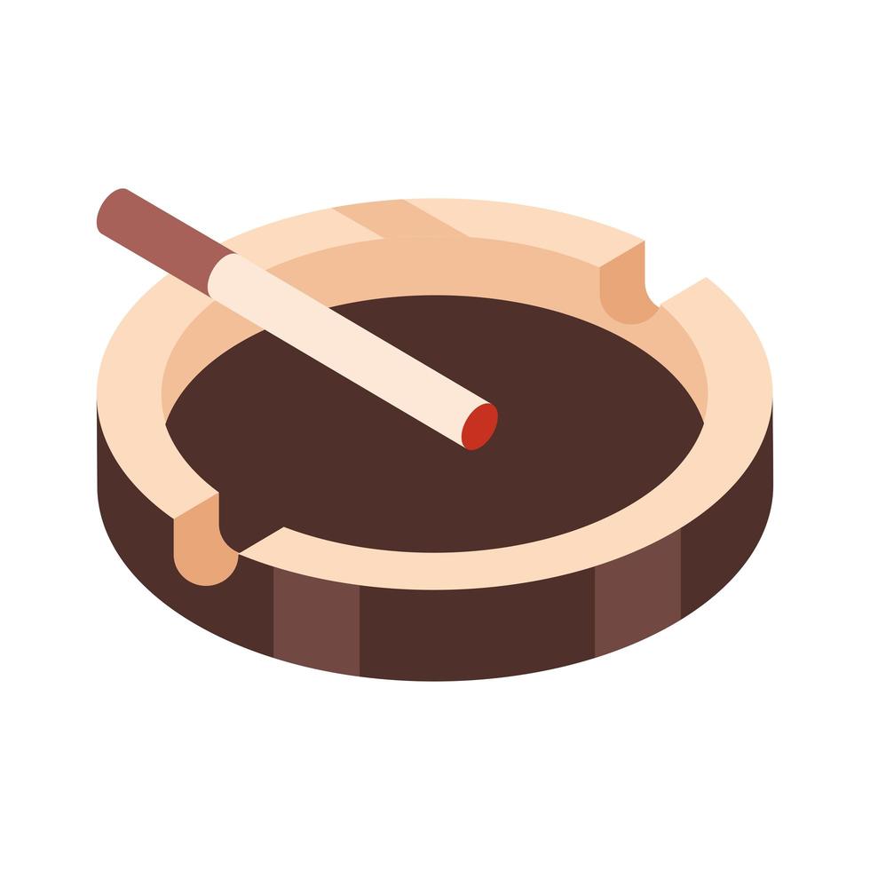 lit cigarette is in the ashtray icon isometric vector