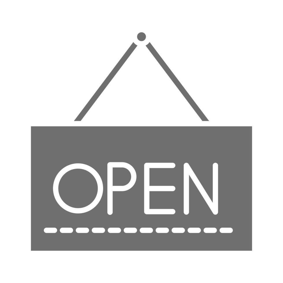 shopping open board door commerce in silhouette style icon vector