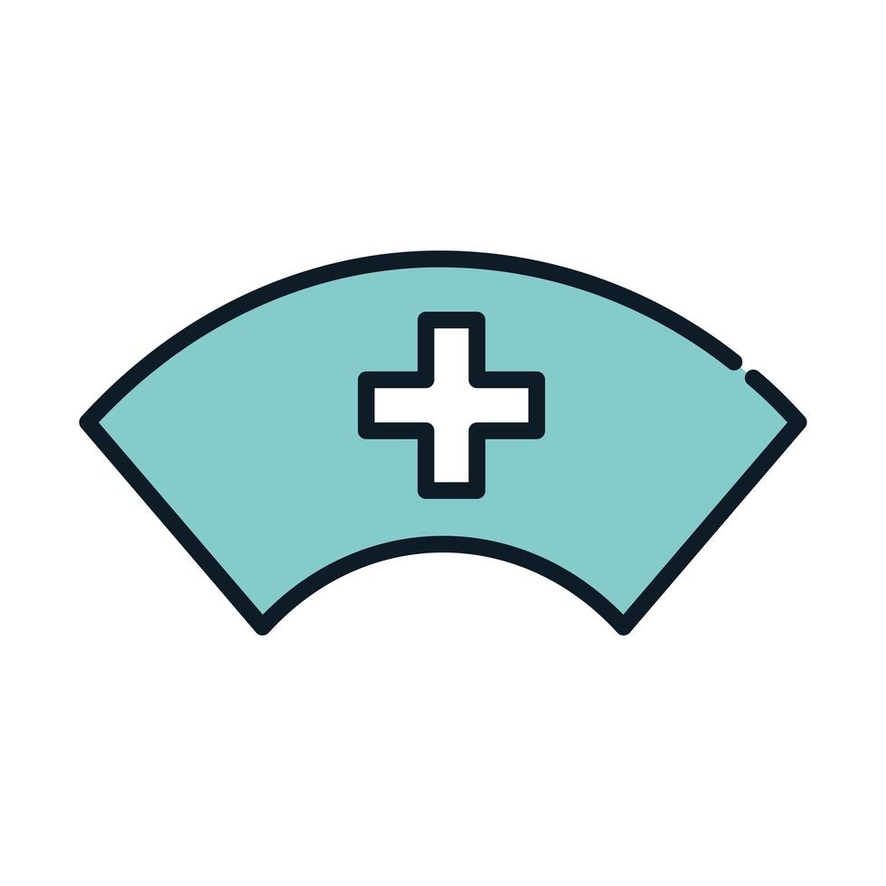 health nurse hat uniform medical line and fill vector