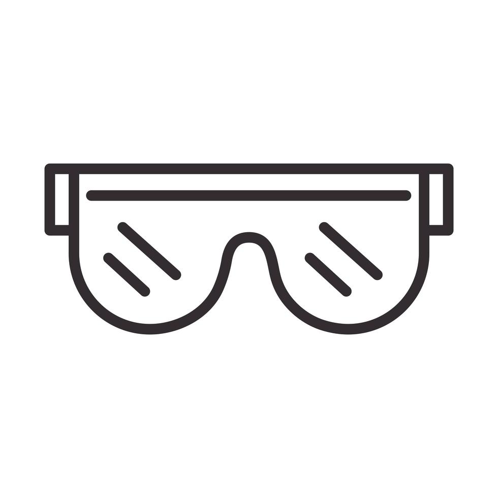 estilo de icono de línea de elemento de ciencia de protección de gafas de biología vector