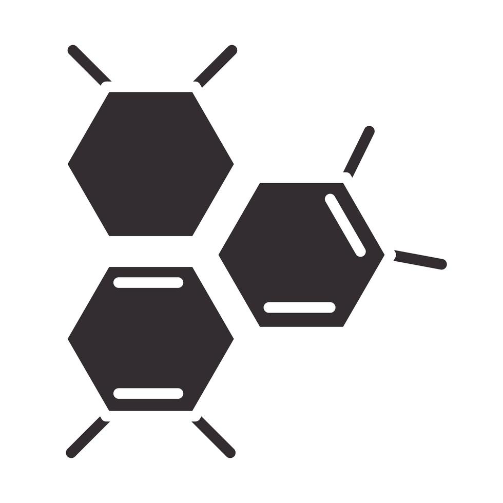 biología ciencia molécula conexión modelo elemento silueta icono estilo vector