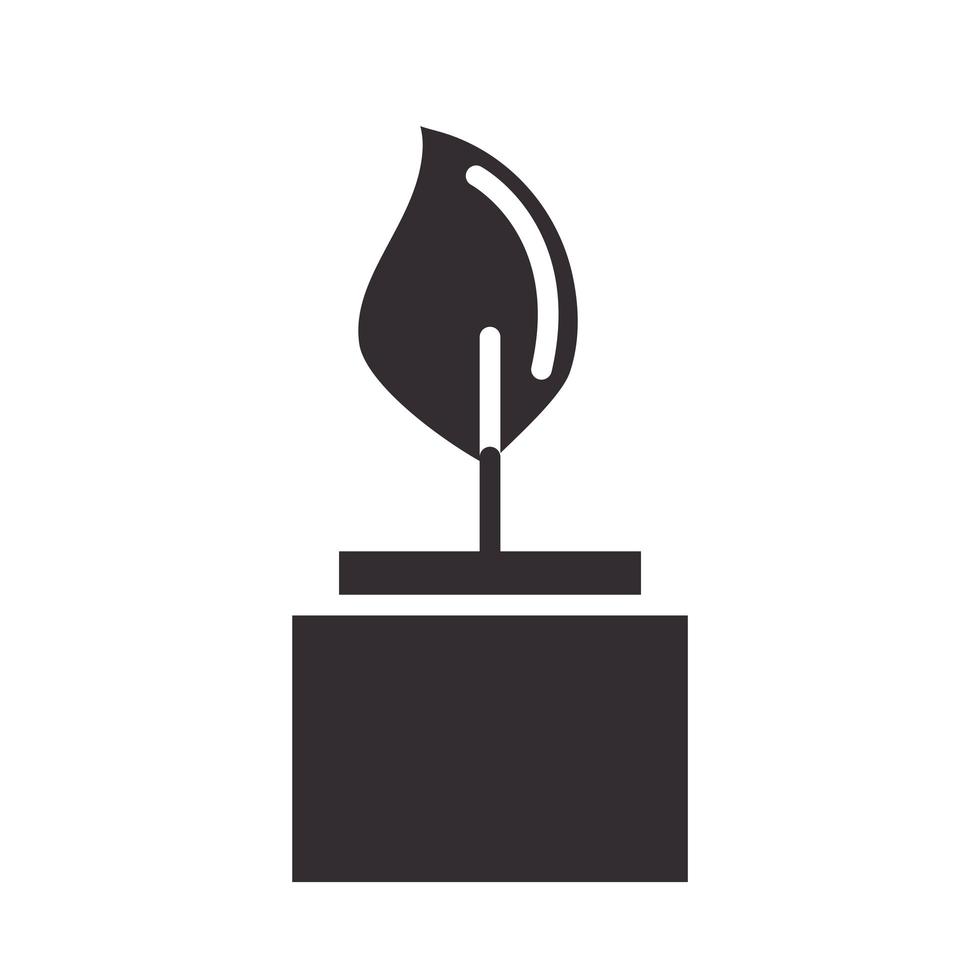 burning candle flame element silhouette icon style vector