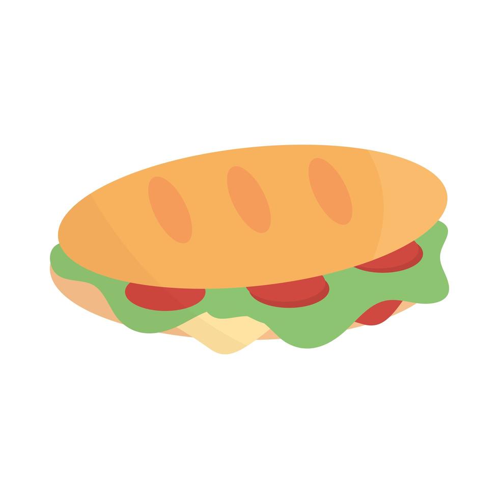 Menú de sándwich de comida rápida en icono plano de dibujos animados vector