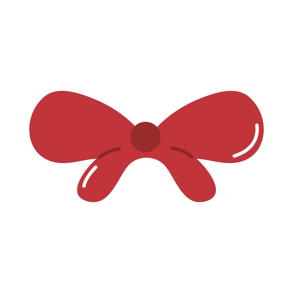 red gift bow decoration cartoon flat icon vector