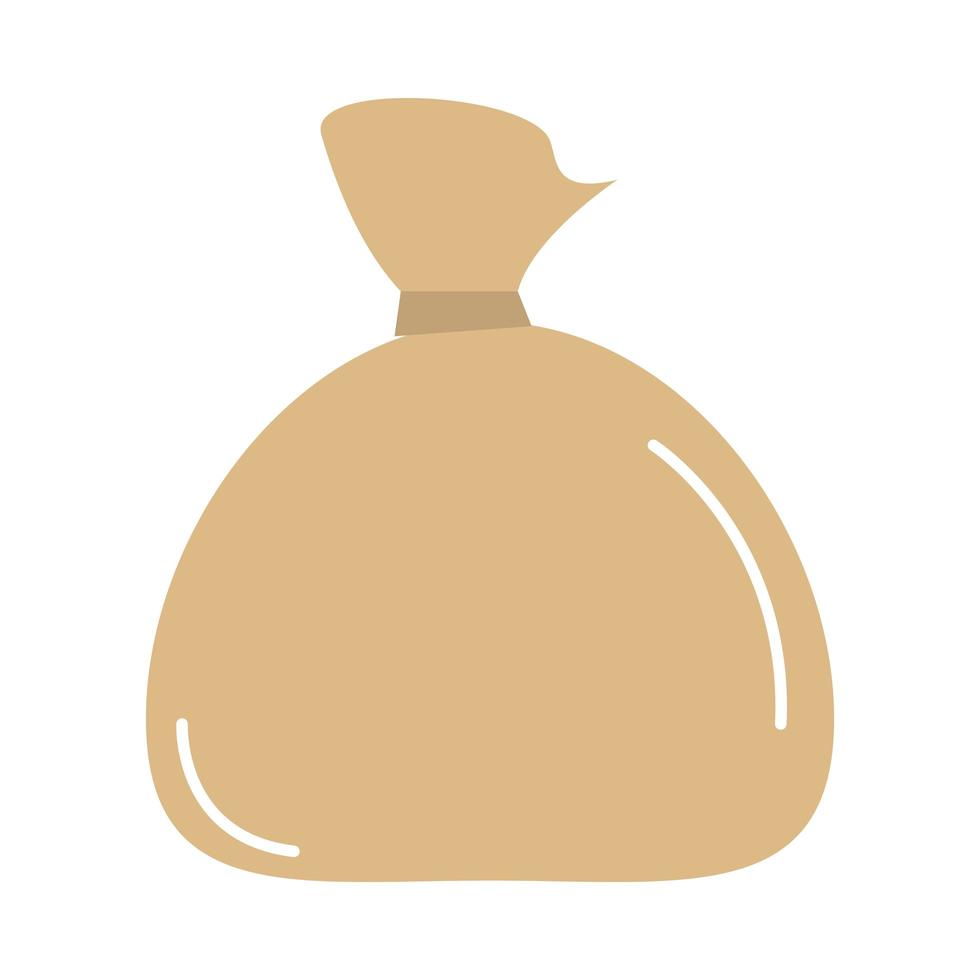 bolsa de tela atada icono plano de dibujos animados vector