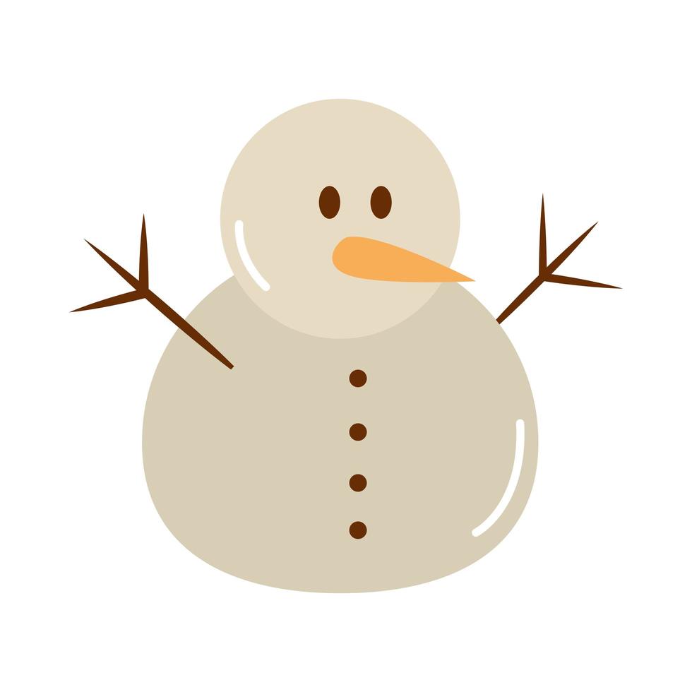 merry christmas snowman character decoration cartoon flat icon vector