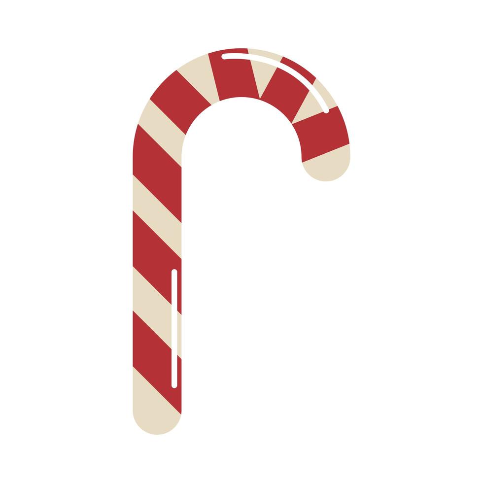 feliz navidad dulce bastón de caramelo decoración dibujos animados icono plano vector