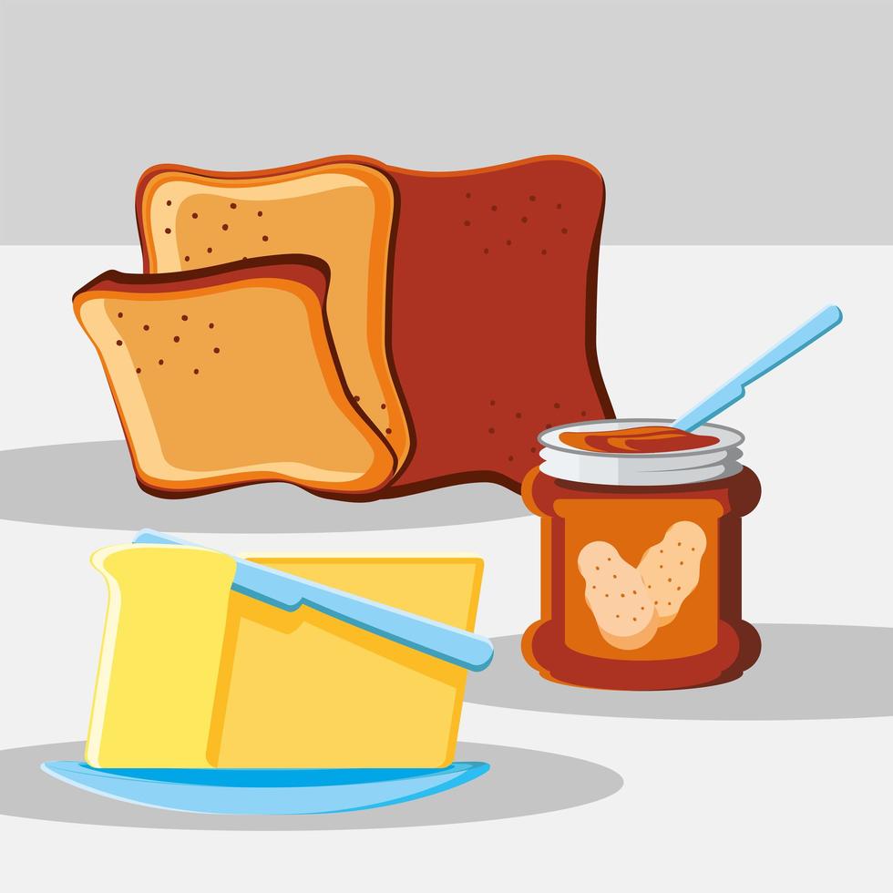 breakfast bread and butter vector