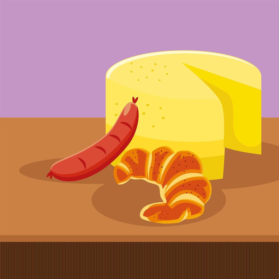 breakfast cheese and sausage vector