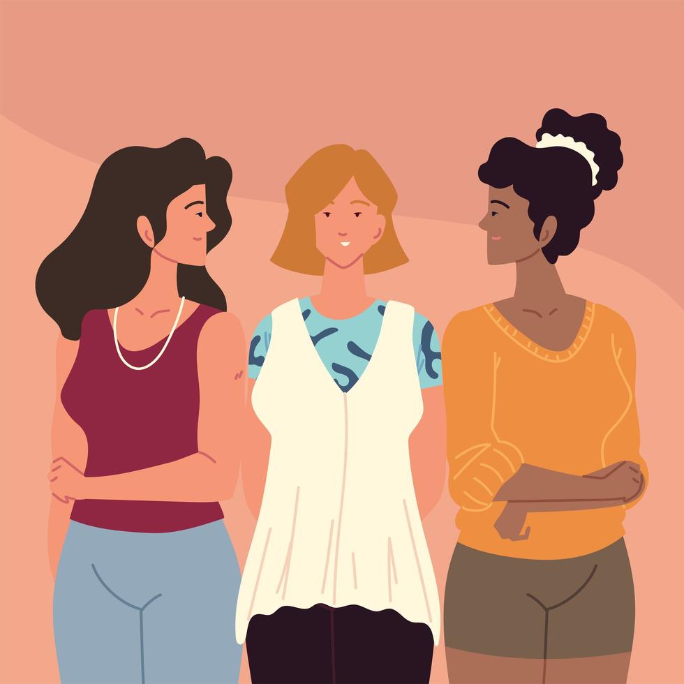 grupo de mujeres jovenes vector