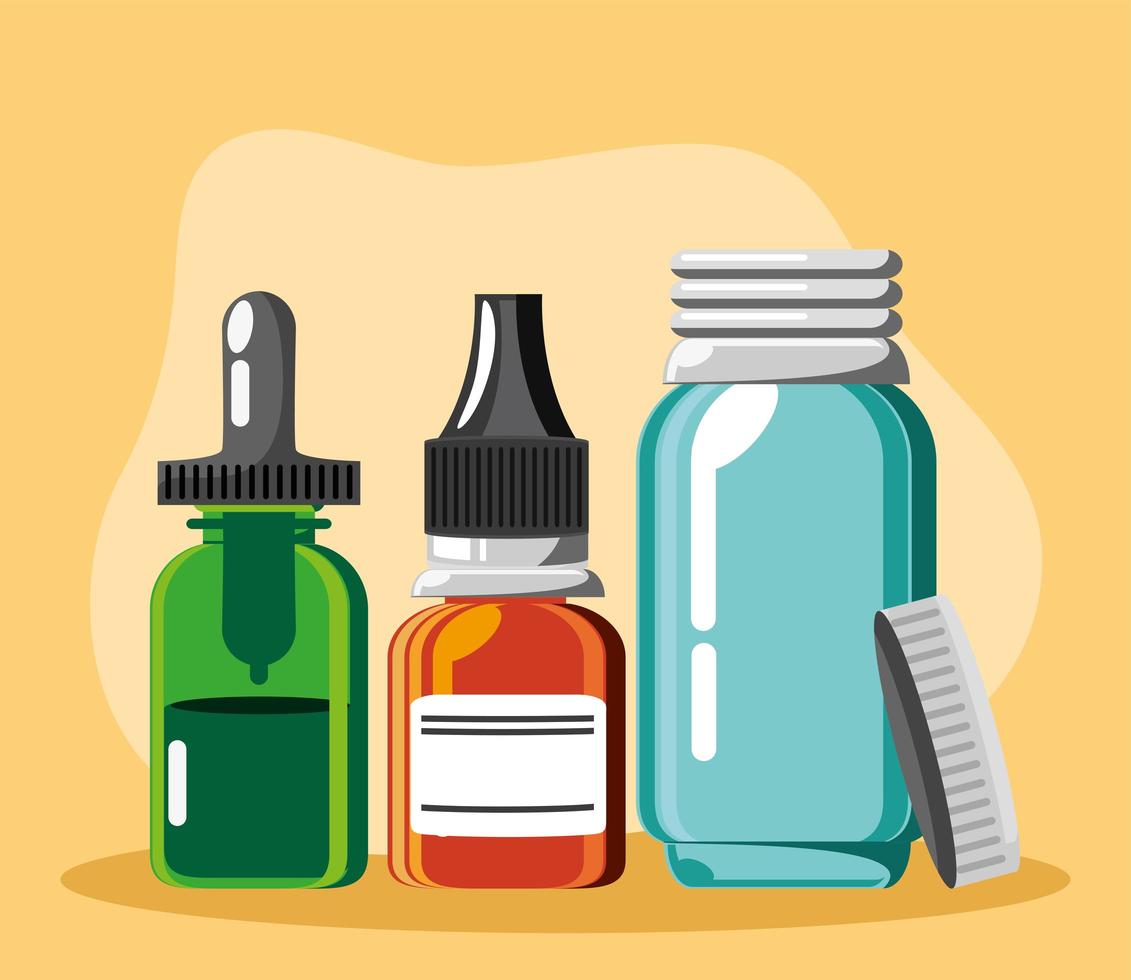 glass bottles medicines vector