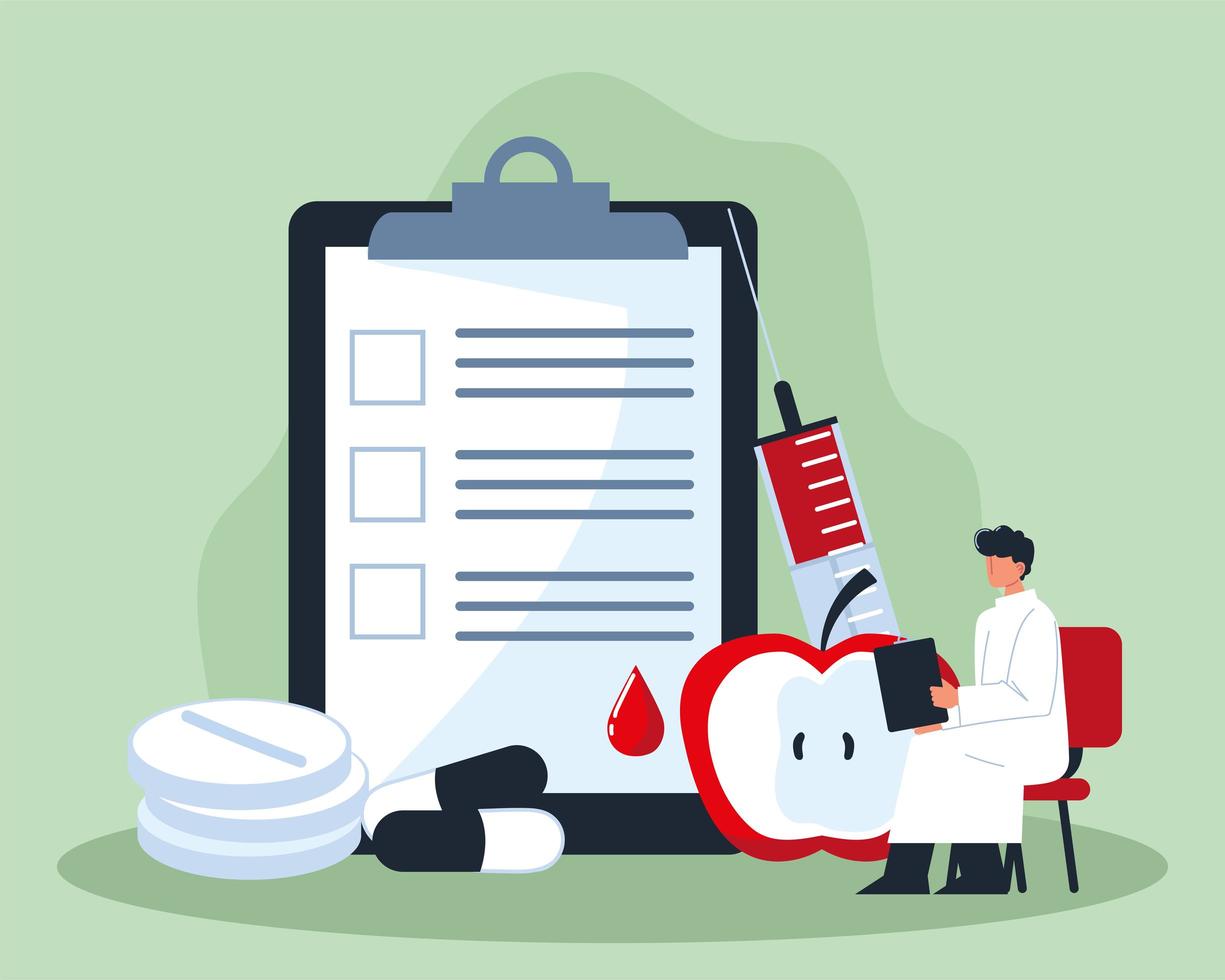 doctor and diabetes therapy vector