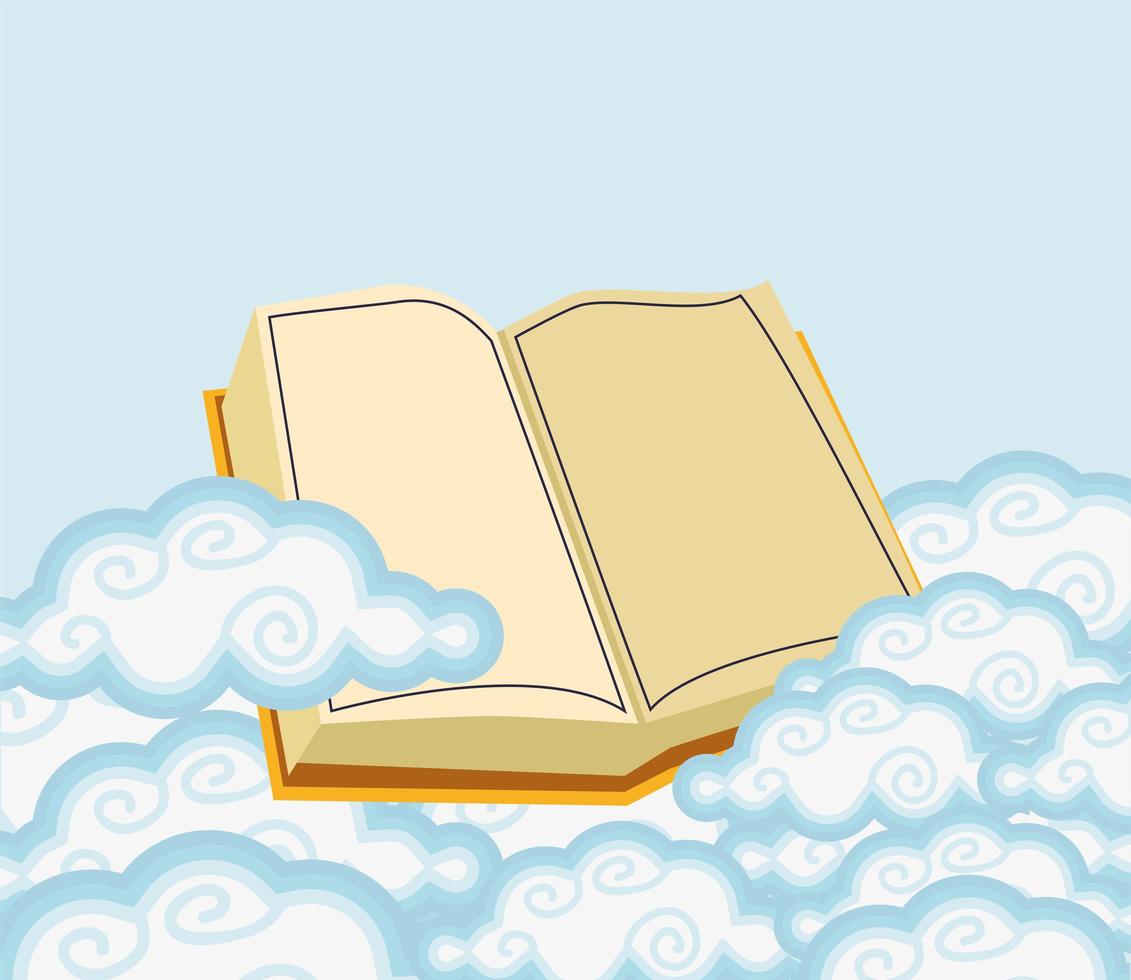 open book in the clouds vector