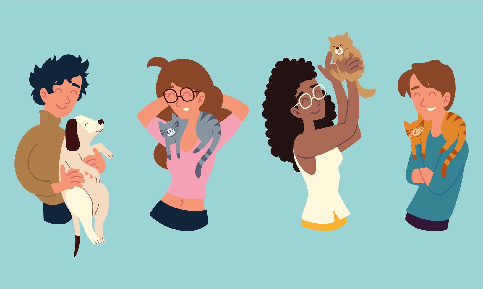 people hold pets vector